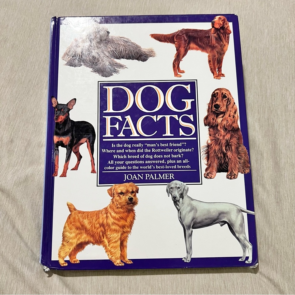 👑Vintage Dog Facts Book 1991 Joan Palmer Breed Guide Illustrated HC